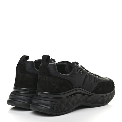 Chanel Nylon Suede Calfskin CC Sneakers 36.5 Black 4 of 8