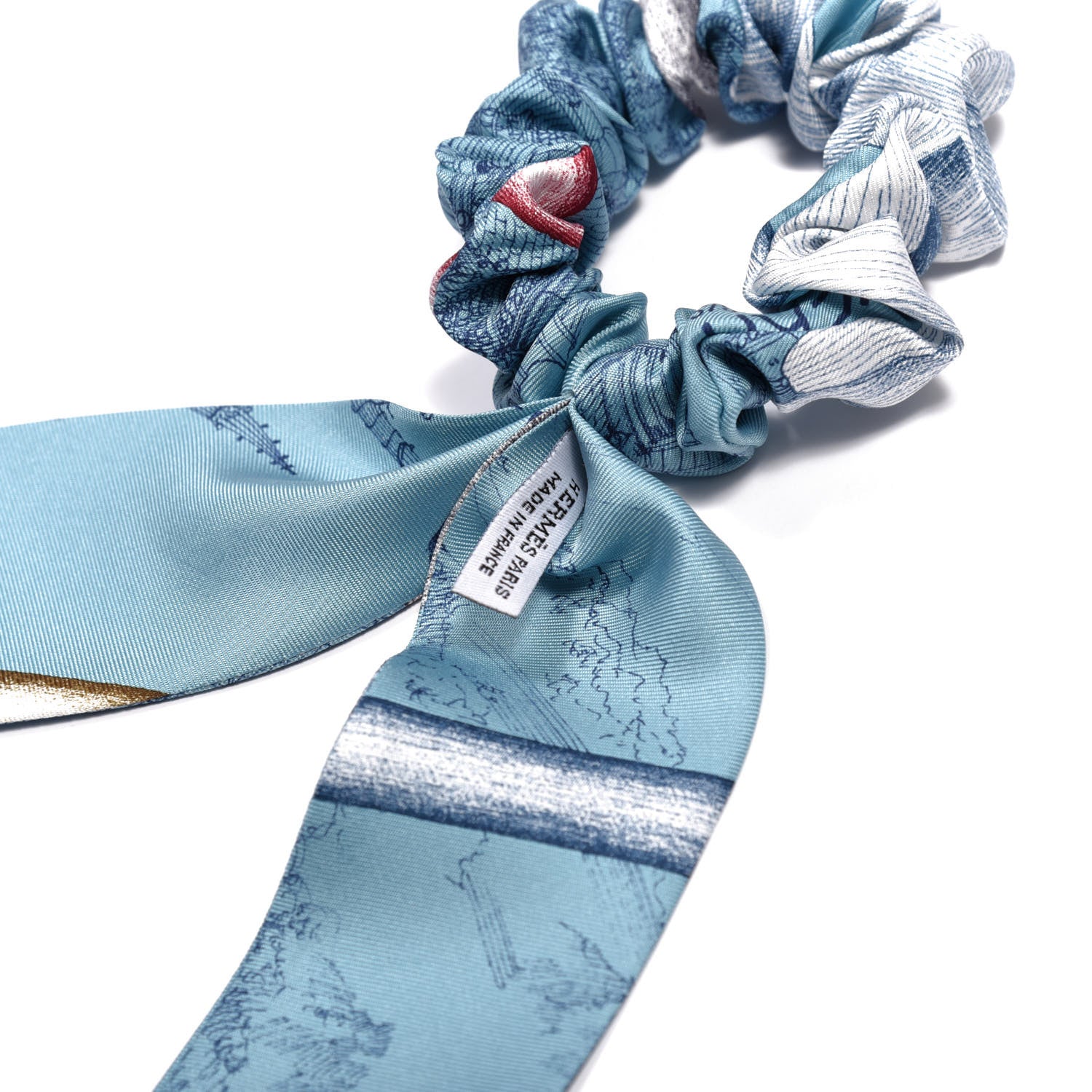 Hermes Silk Twilly Scrunchie Blue 2 of 3
