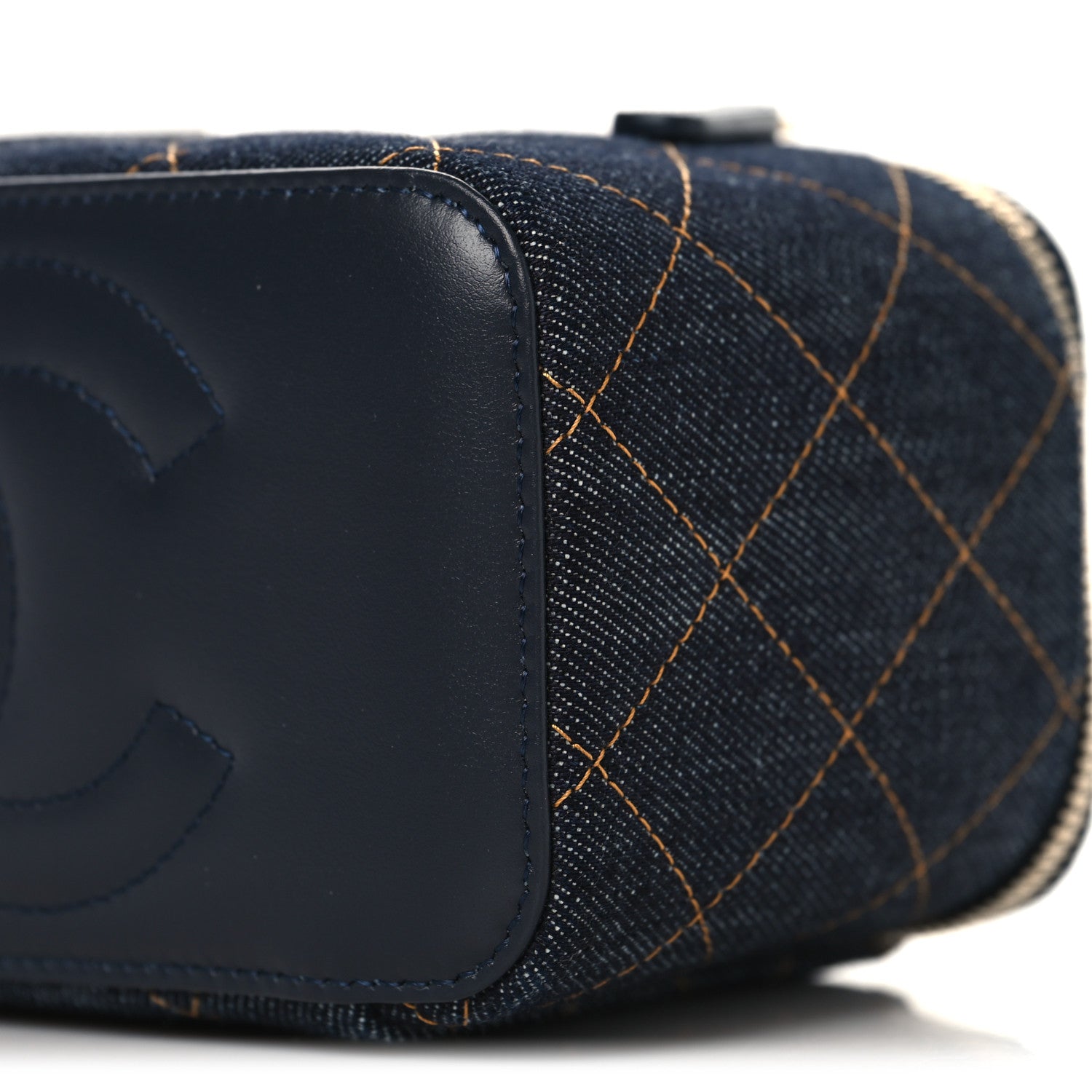 Chanel Denim Quilted Vanity Case With Chain Dark Blue 11 of 11