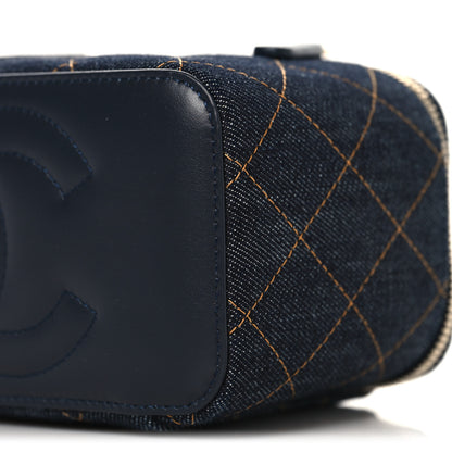 Chanel Denim Quilted Vanity Case With Chain Dark Blue 11 of 11