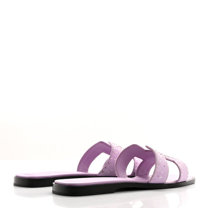 Hermes Suede Goatskin Crystal Oran Sandals 37 Violet Amethyste 4 of 9