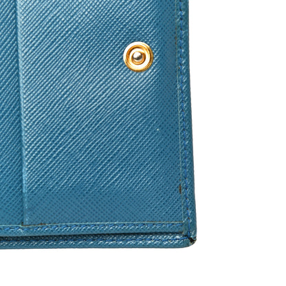 Prada Saffiano Metal Compact Snap Bi-Fold Wallet Cobalto 14 of 20