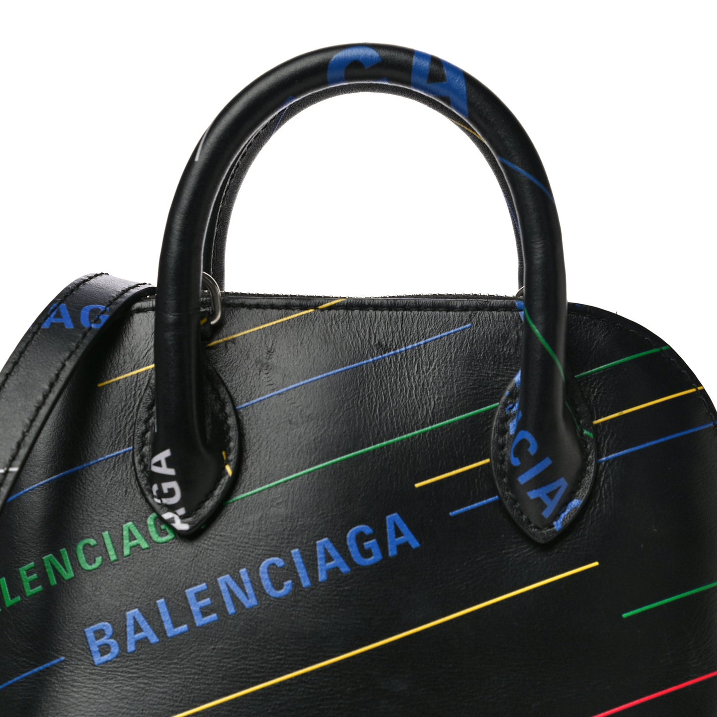 Calfskin Logo Print XXS Ville Top Handle Bag Black Multicolor
