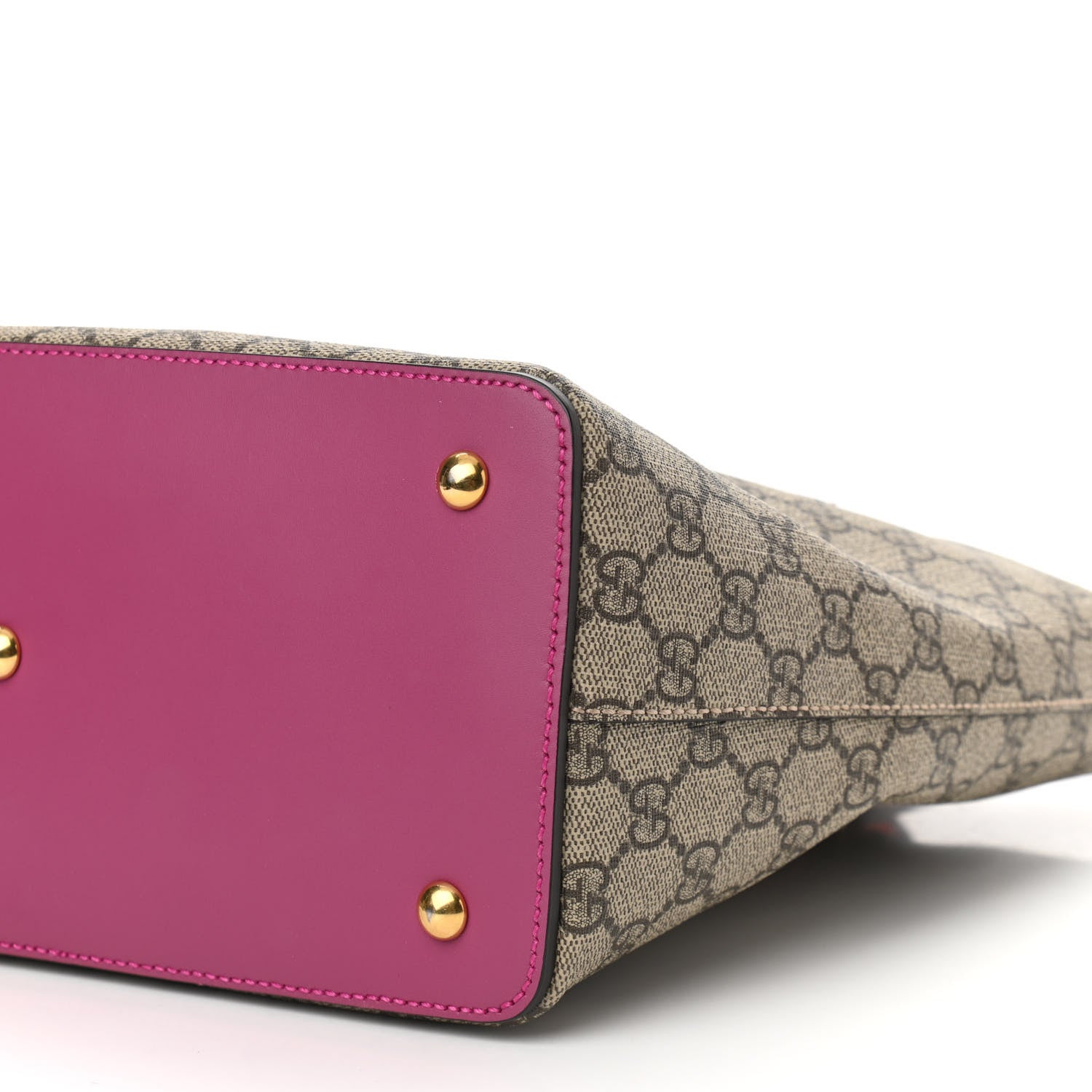 Gucci GG Supreme Monogram Linea A Foldover Tote Beige Hibiscus Red New Rosette 10 of 10