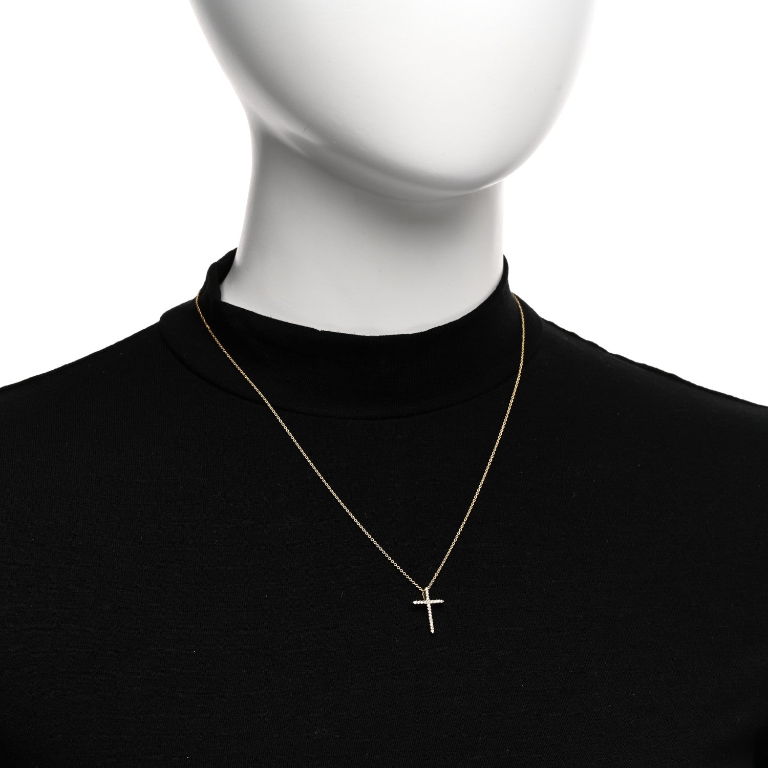Roberto Coin 18K Yellow Gold Diamond Tiny Treasures Sliver Cross Pendant Necklace 2 of 4