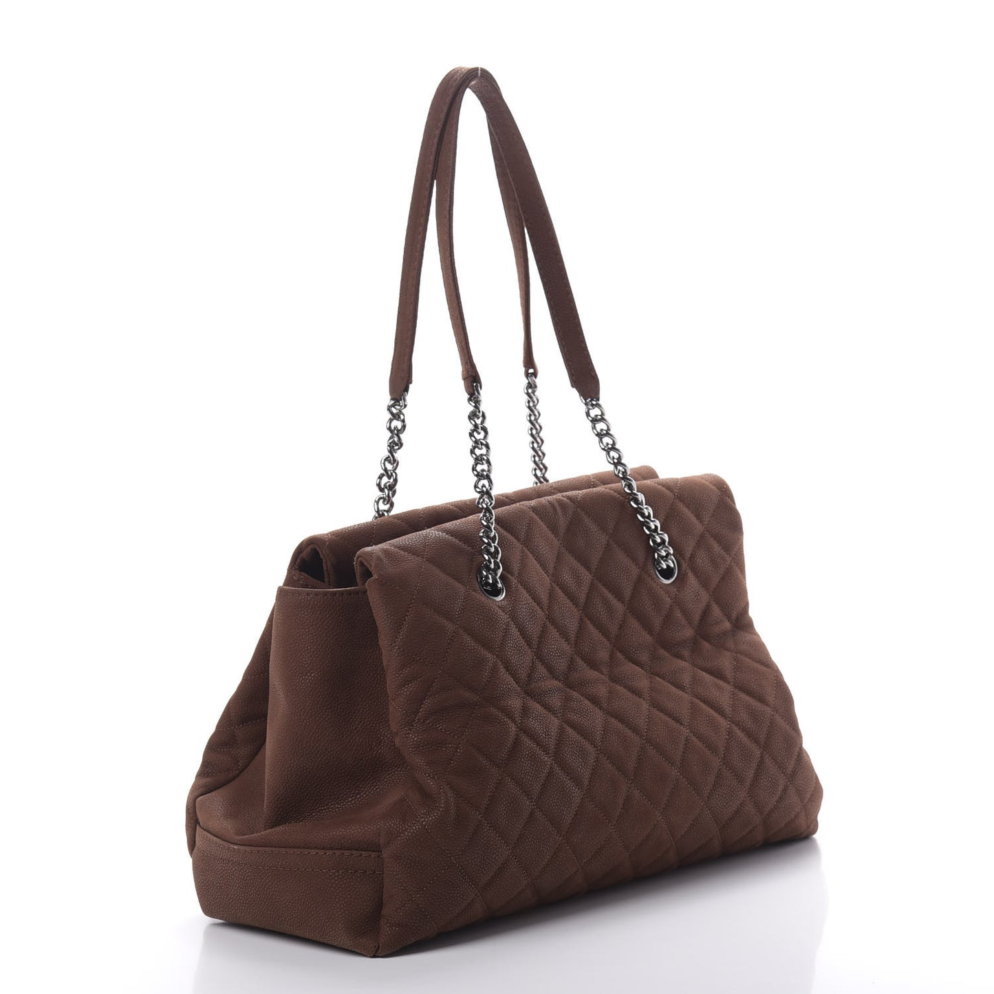 Iridescent Caviar Quilted Shoulder Bag Brown