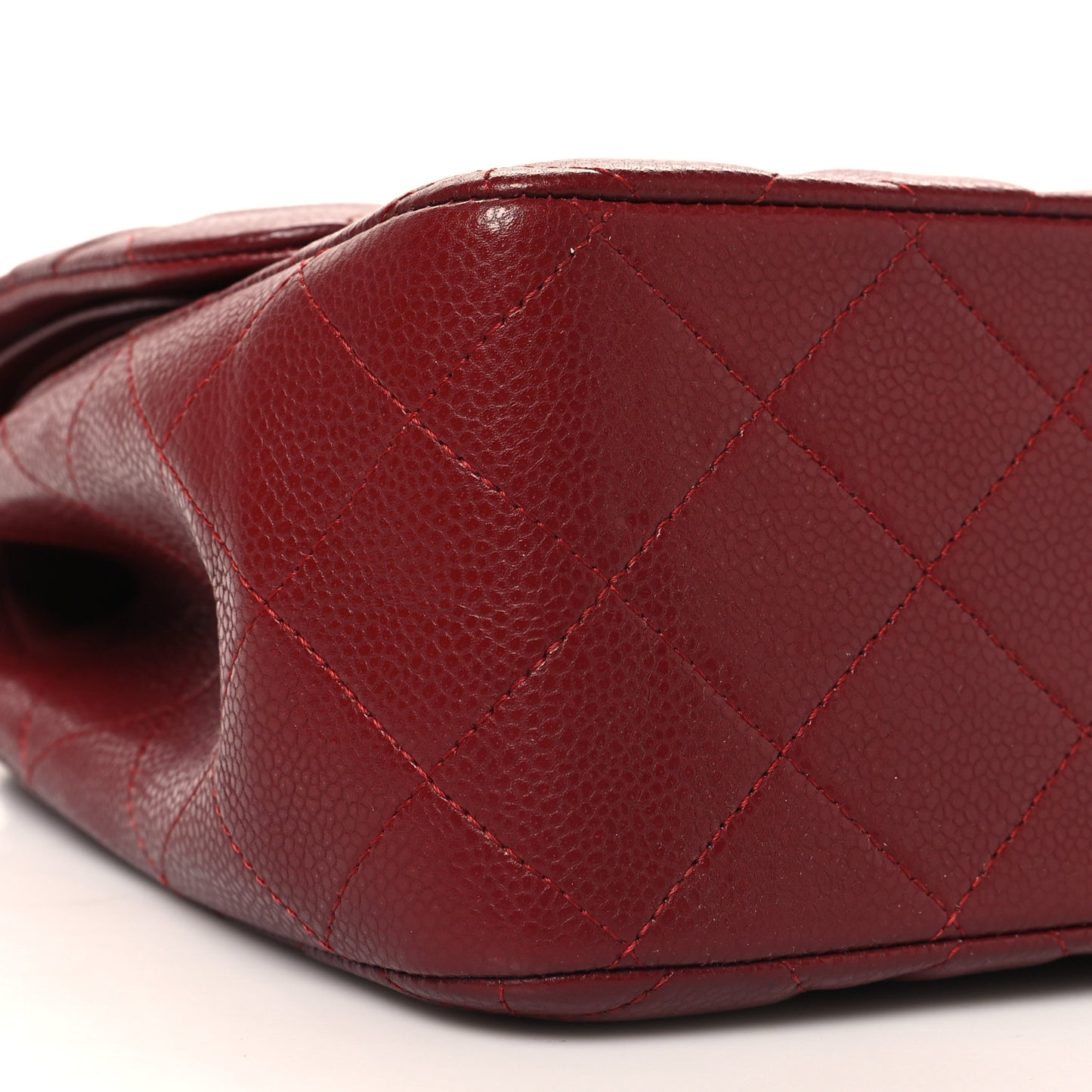 Caviar Quilted Jumbo Double Flap Dark Red