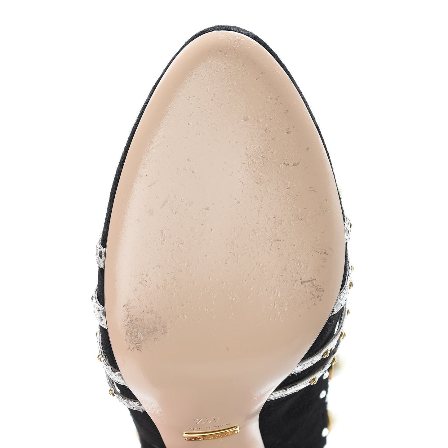 Suede Snakeskin Pearl Studded Ofelia Pumps 41.5 Black