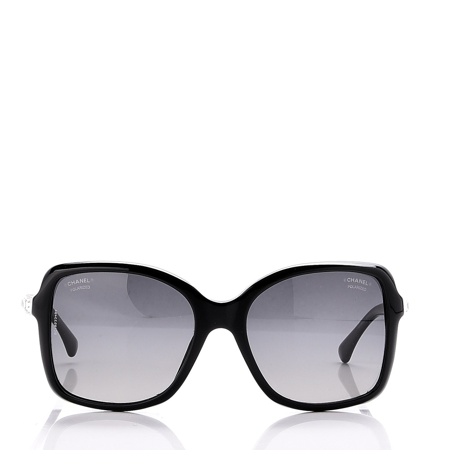 Crystal Baguette Polarized Square Sunglasses 5308-B Black