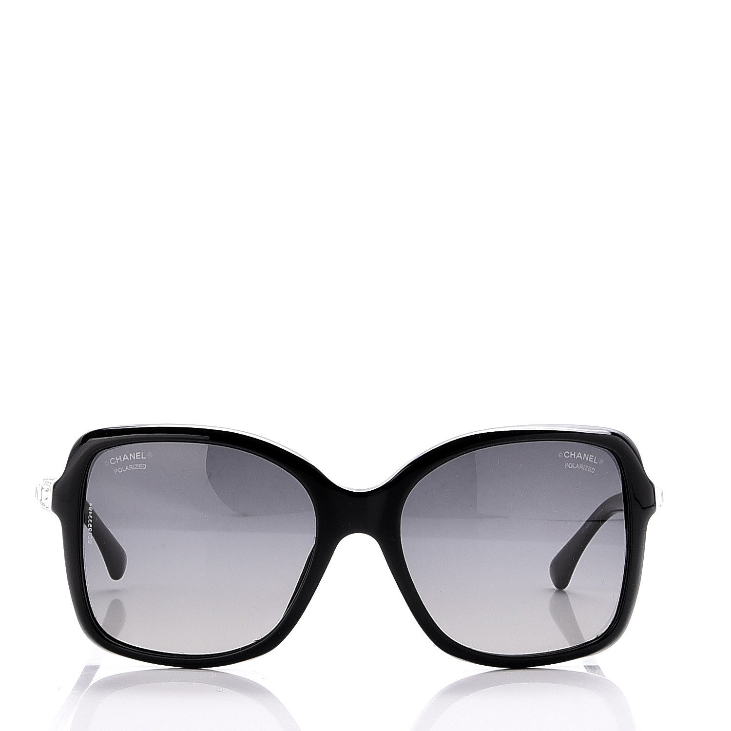 Chanel Crystal Baguette Polarized Square Sunglasses 5308-B Black 2 of 9