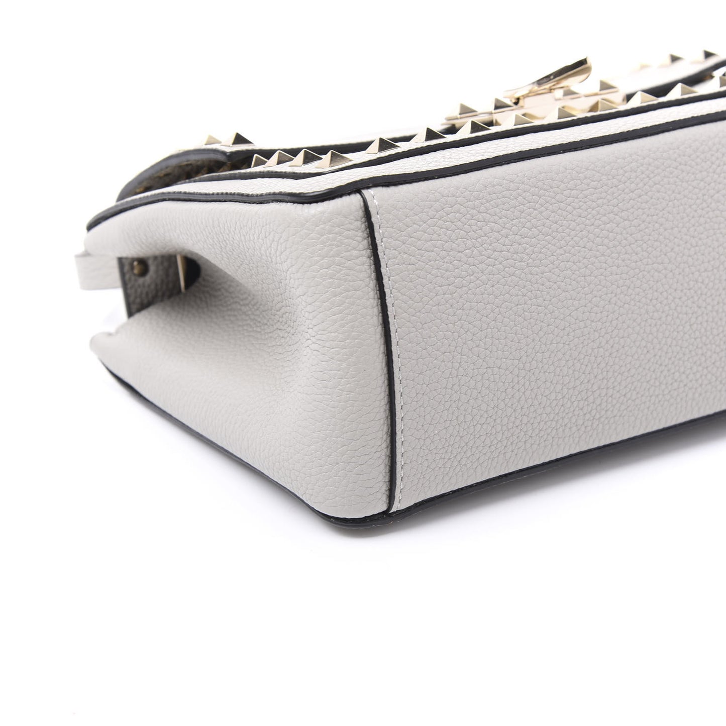 Grained Calfskin Small Rockstud Crossbody Opal Grey