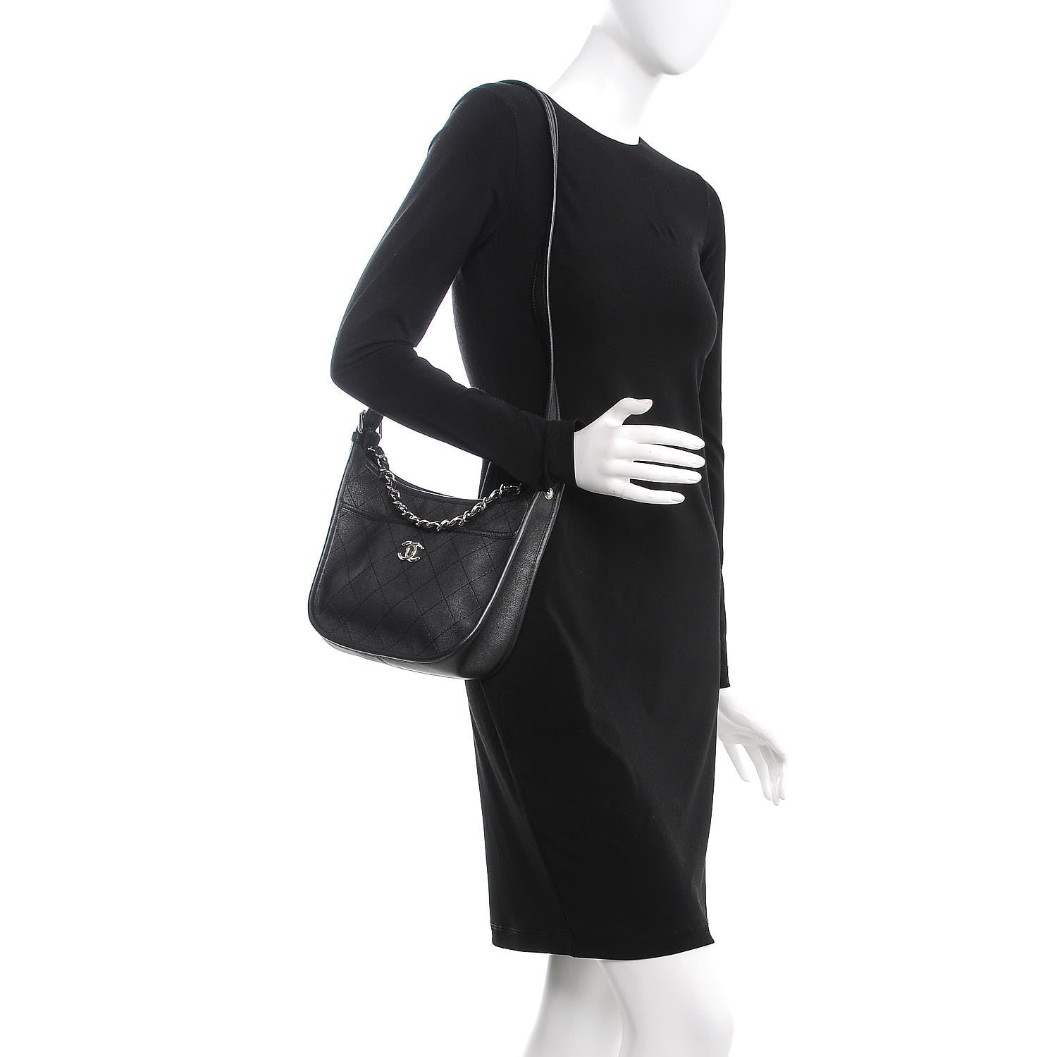 Chanel Calfskin Quilted Jungle Stroll Hobo Bag Black 2 of 8
