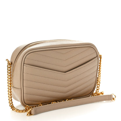 Saint Laurent Grain De Poudre Matelasse Monogram Mini Lou Camera Bag Dark Beige 2 of 10
