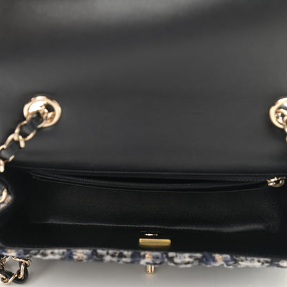 Chanel Glittered Tweed Quilted Mini Rectangular Flap Navy Blue 4 of 9