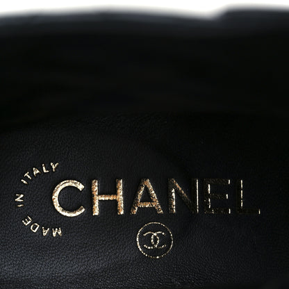 Chanel Shiny Calfskin Quilted Lace Up Combat Boots 37 Black 9 of 11