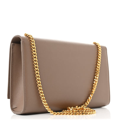 Saint Laurent Grain De Poudre Medium Monogram Kate Satchel Dark Beige 3 of 11