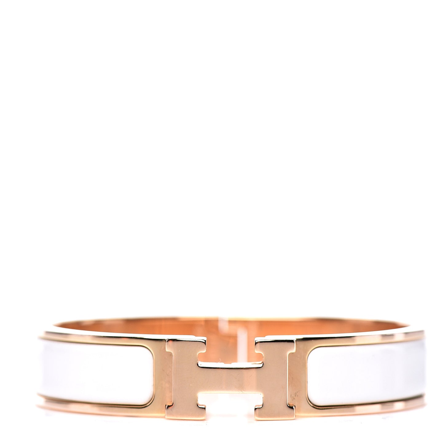 Enamel Narrow Clic Clac H Bracelet PM White