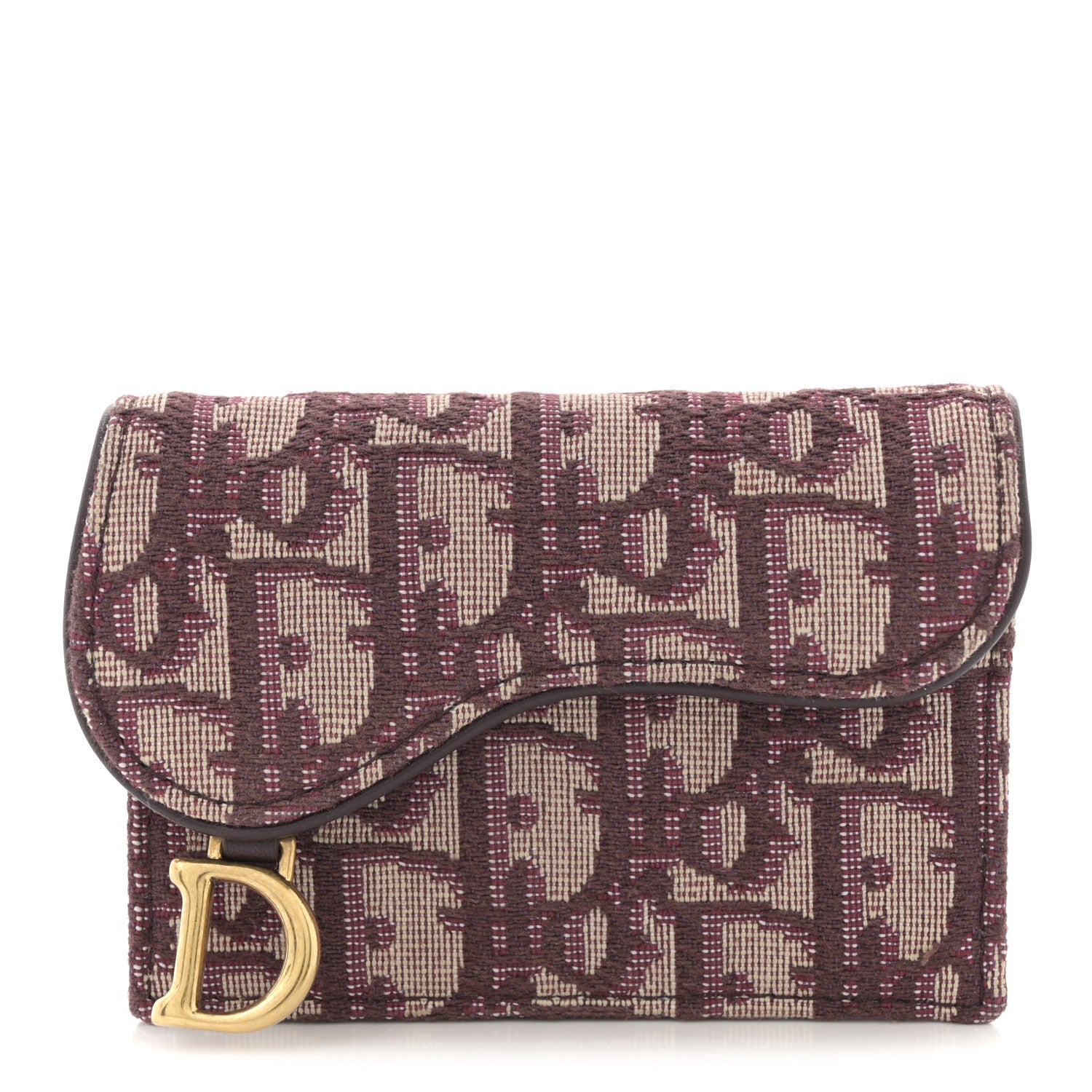 Christian Dior Oblique Saddle Card Holder Bordeaux 1 of 8