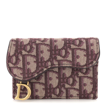 Christian Dior Oblique Saddle Card Holder Bordeaux 1 of 8