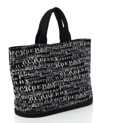 Burberry Canvas Logo Tote Black White 3 of 9