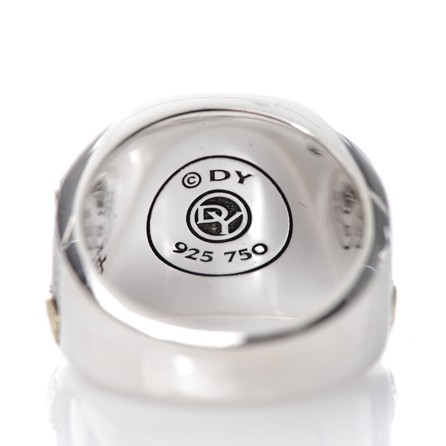 David Yurman Sterling Silver 18K Yellow Gold Waves Signet Ring 62 10 6 of 7