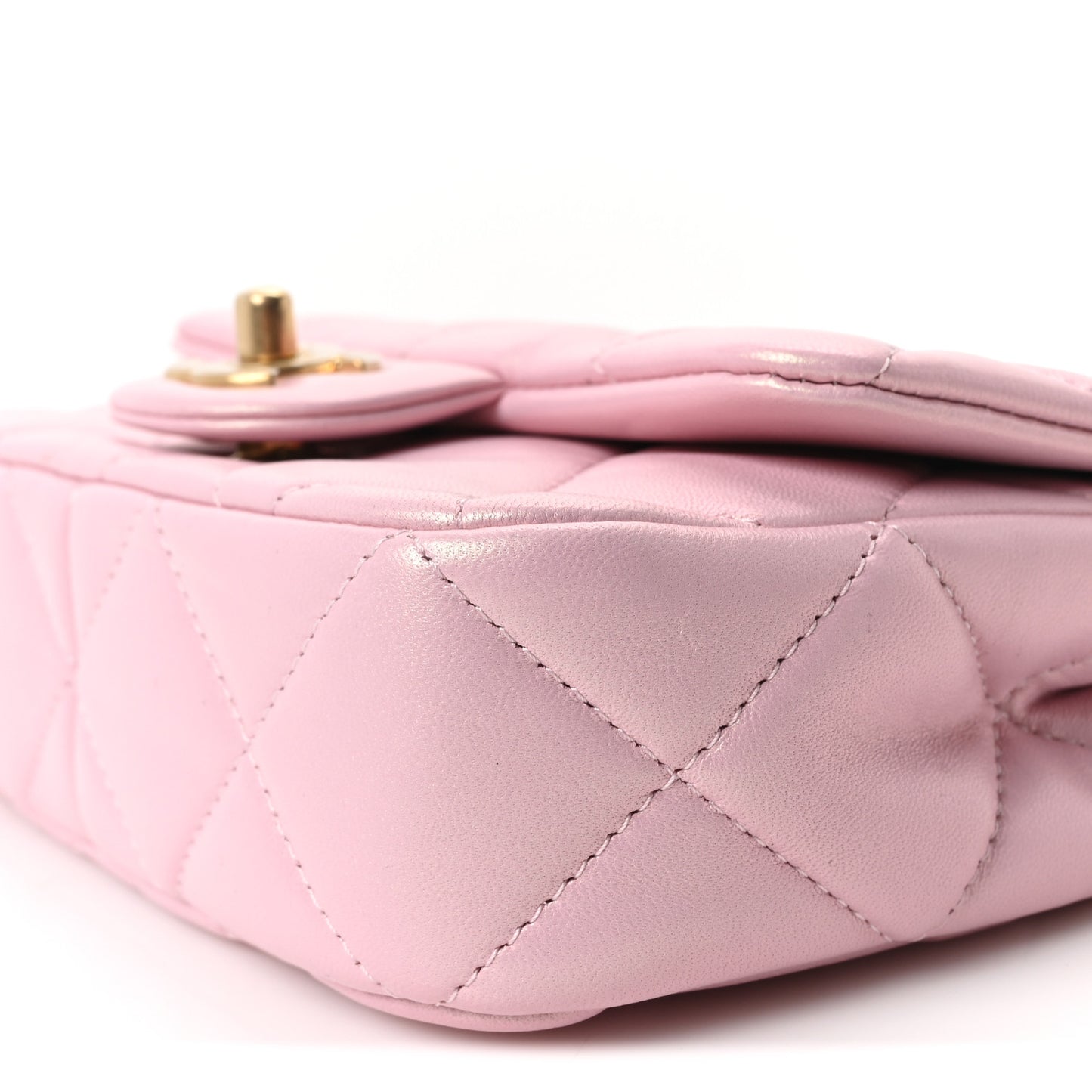 Pearly Lambskin Pearl Quilted Mini Flap Pink