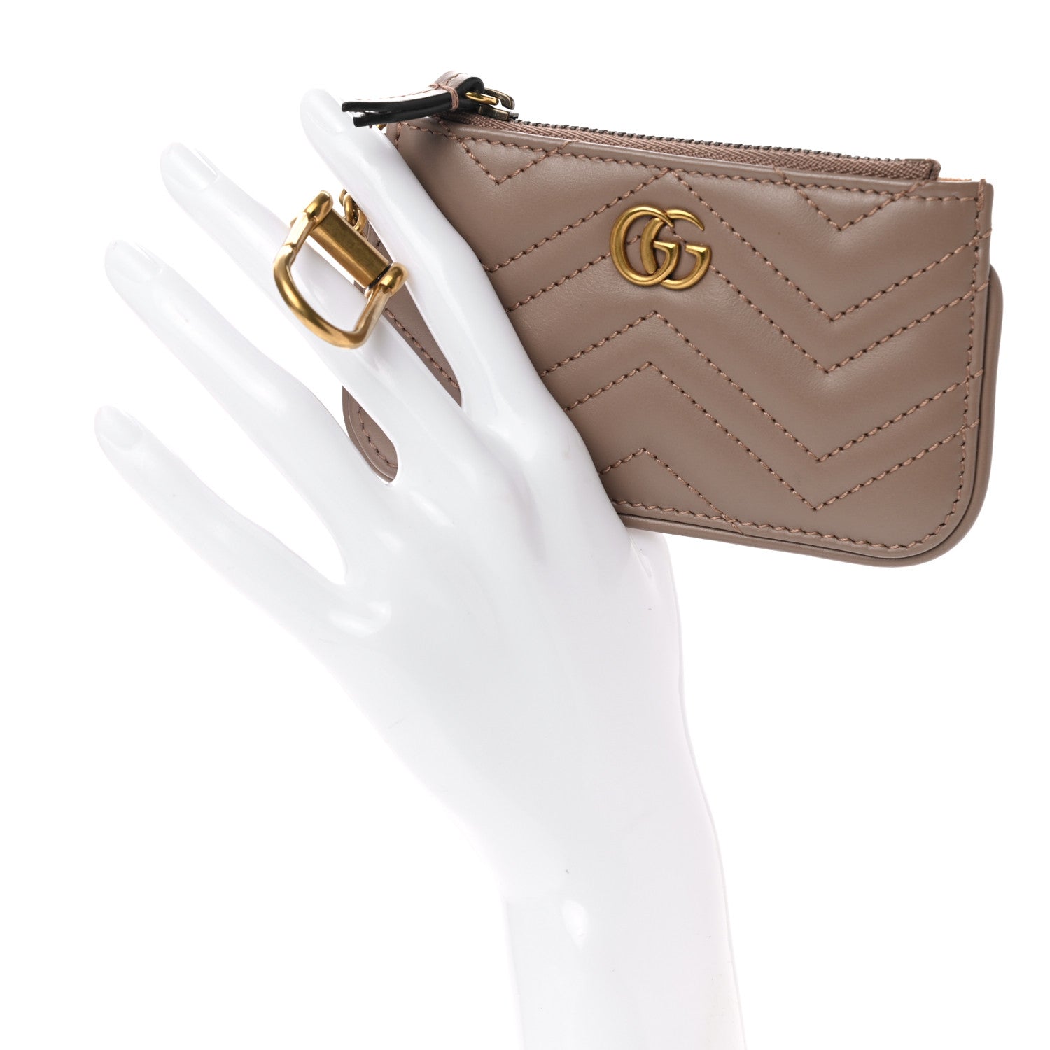 Gucci Calfskin Matelasse GG Marmont Key Case Porcelain Rose 2 of 7