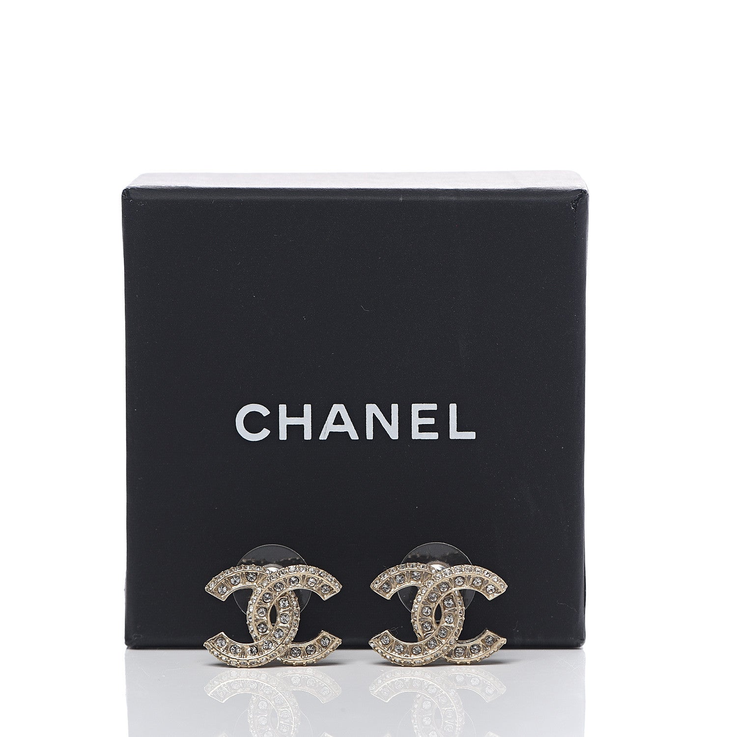 Chanel Crystal CC Earrings Light Gold 5 of 5