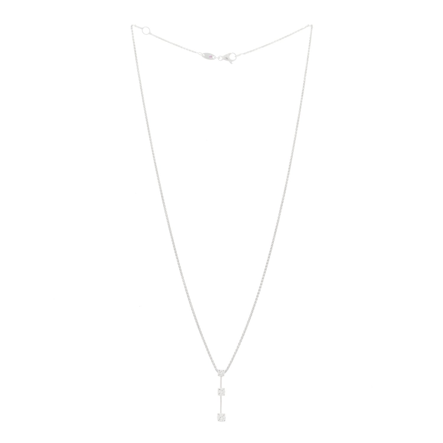 Roberto Coin 18K White Gold Three Diamond Drop Pendant Necklace 3 of 5