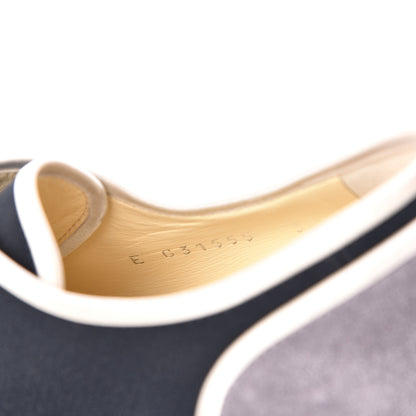 Chanel Silk Crepe Suede Calfskin Lace Up Wedge Espadrilles 36.5 Navy Grey 7 of 8