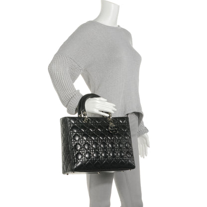 Christian Dior Lambskin Cannage Large Lady Dior Black 2 of 10
