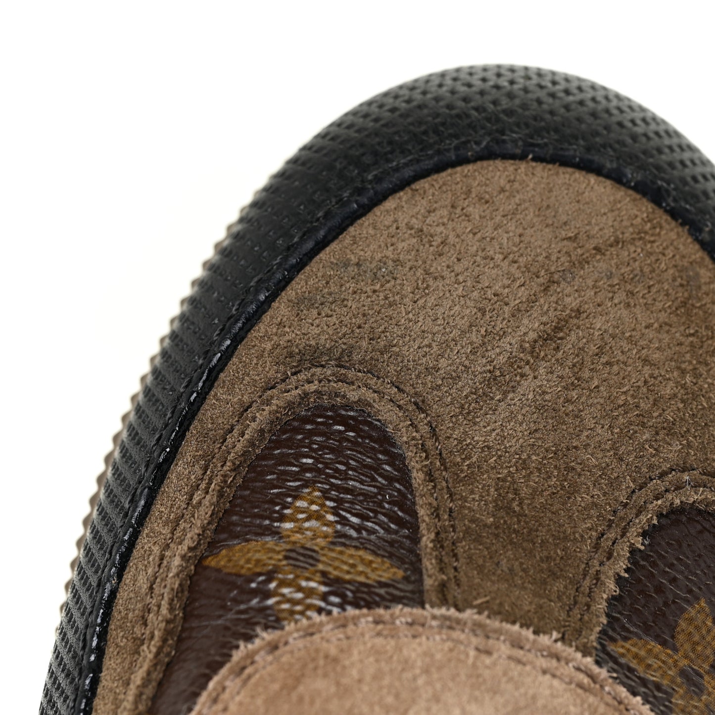 Suede Calfskin Monogram Laureate Platform Desert Boots 38.5 Taupe