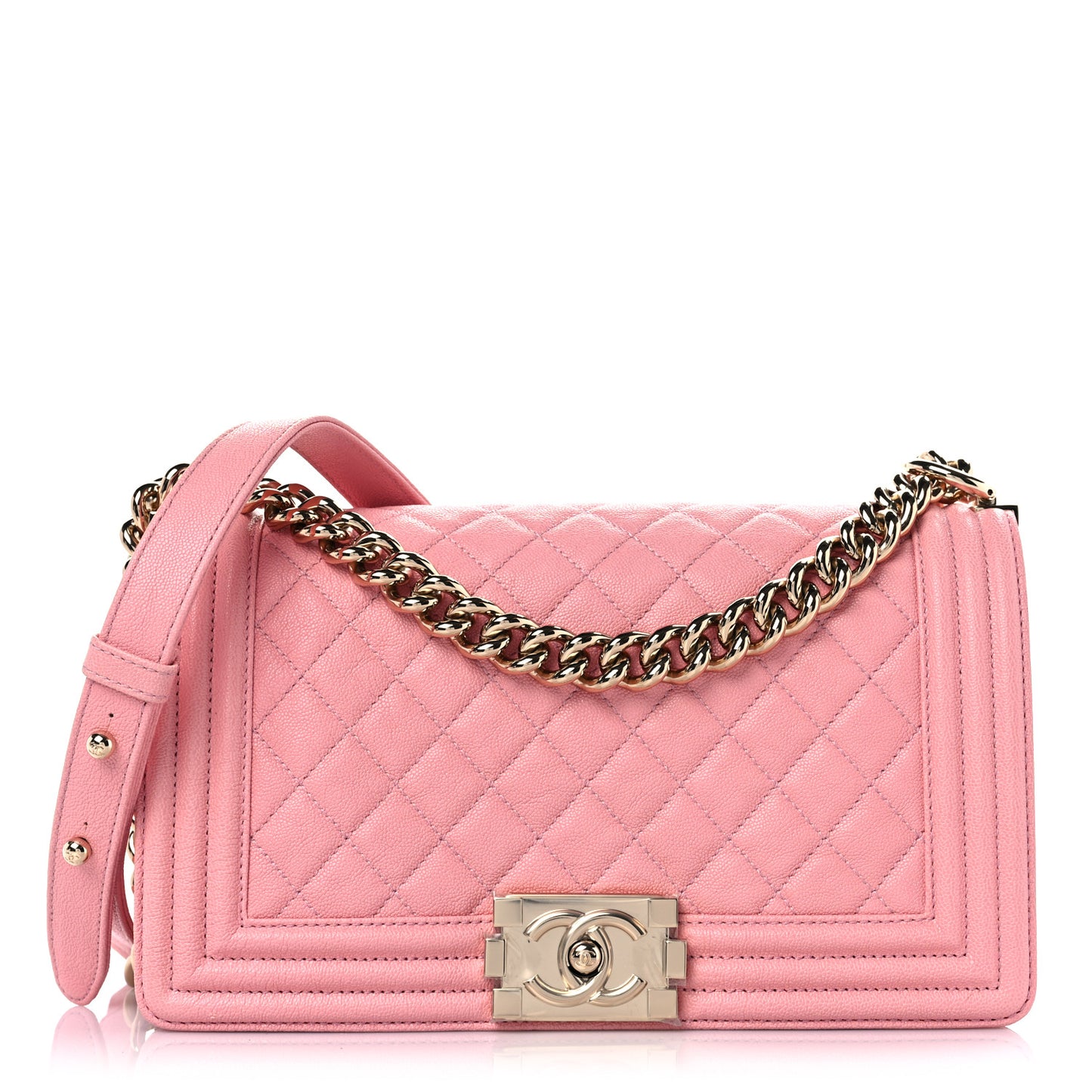 Caviar Quilted Medium Boy Flap Powder Pink