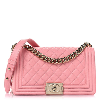 Chanel Caviar Quilted Medium Boy Flap Powder Pink 1 of 12