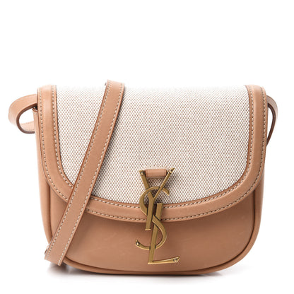 Saint Laurent Smooth Calfskin Cotton Canvas Small Kaia Satchel Natural Beige 1 of 13