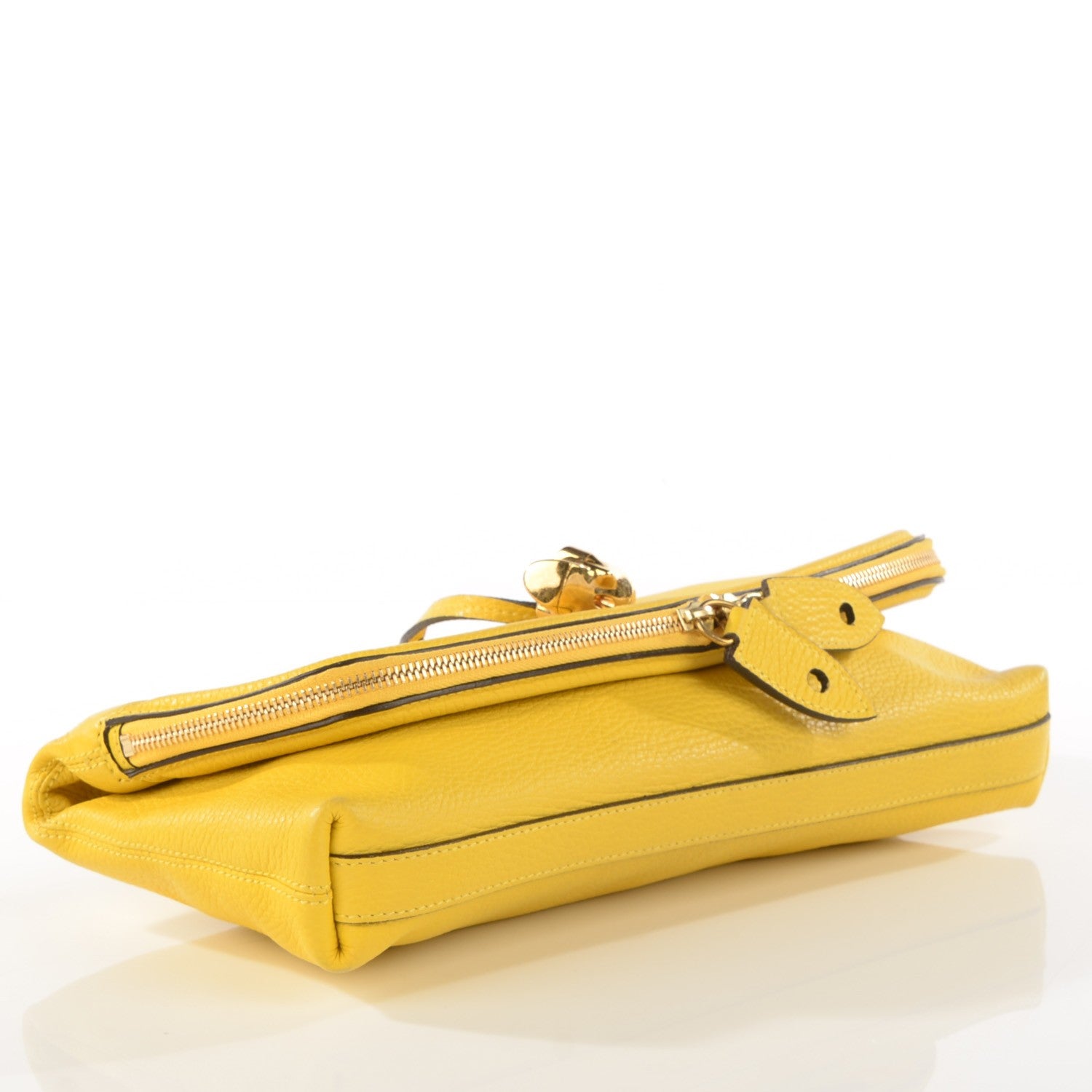 Alexander McQueen Grainy Calfskin Padlock Skull Clutch Yellow 4 of 8