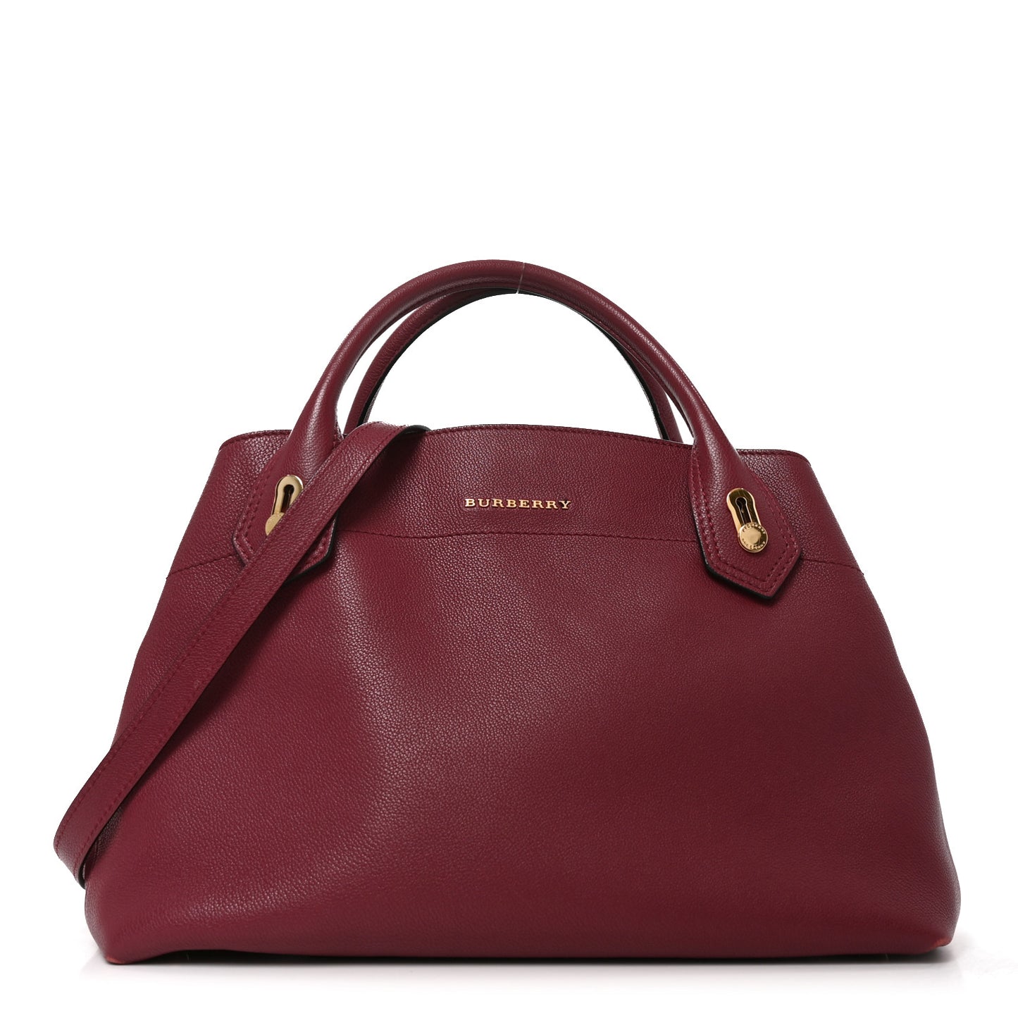 Grainy Calfskin Medium Milton Satchel Burgundy Red