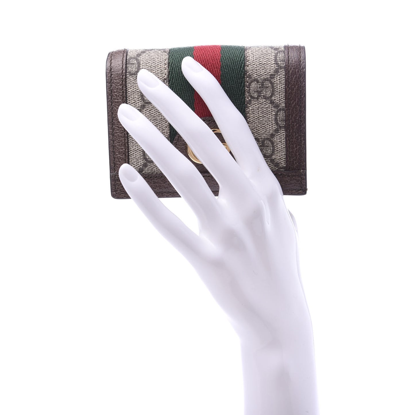 GG Supreme Monogram Web Ophidia Card Case Beige New Acero