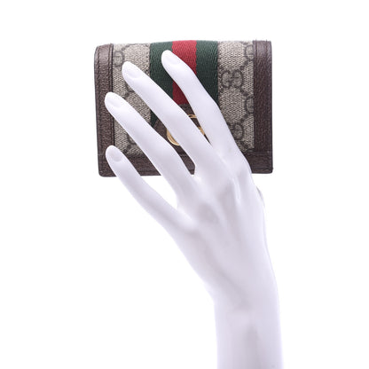 Gucci GG Supreme Monogram Web Ophidia Card Case Beige New Acero 2 of 9