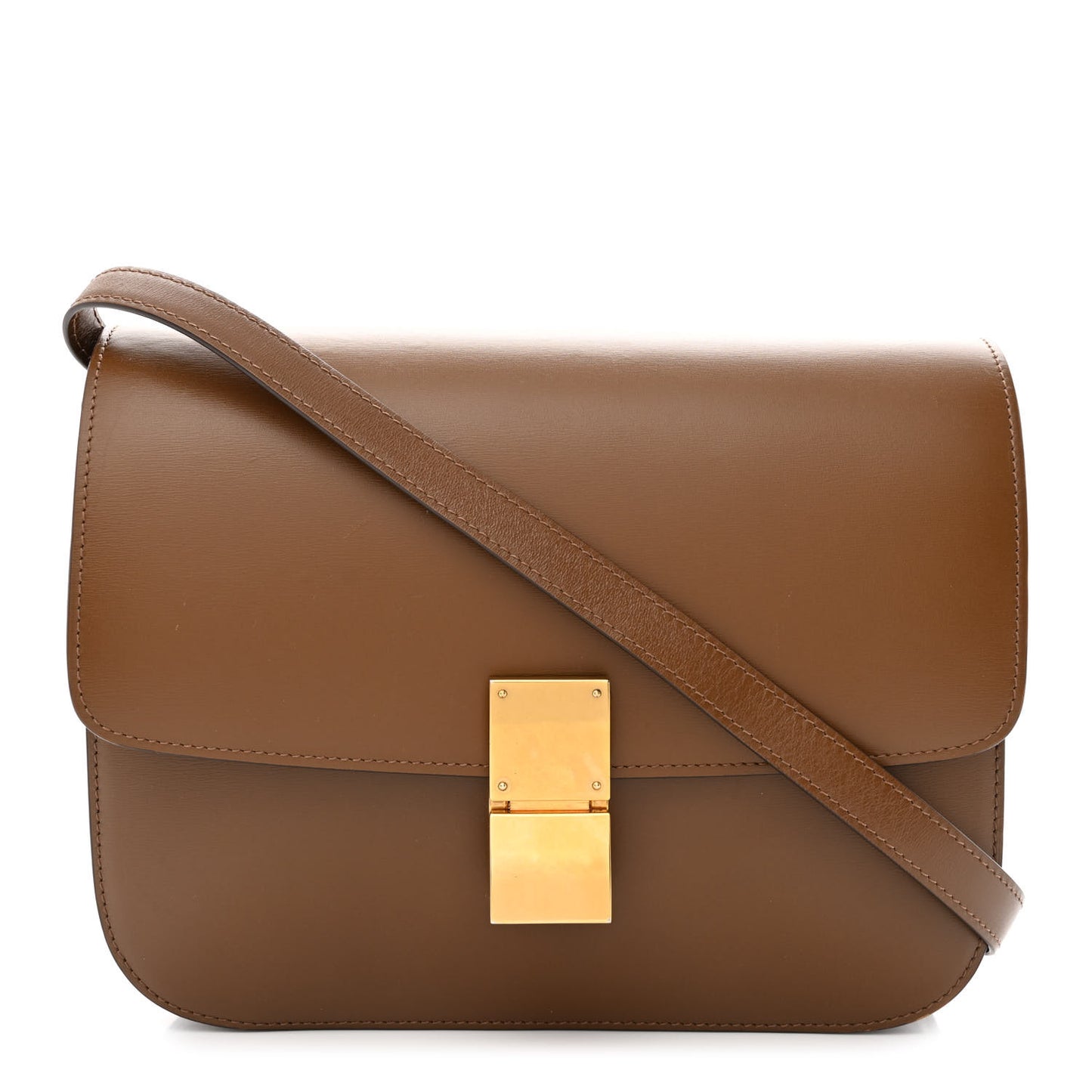 Box Calfskin Medium Classic Box Flap Bag Camel
