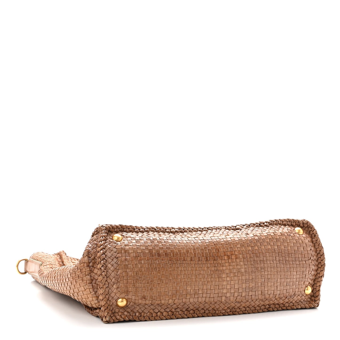 Goatskin Woven Shopping Tote Cacao