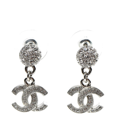Chanel Crystal CC Drop Earrings Silver 1 of 5
