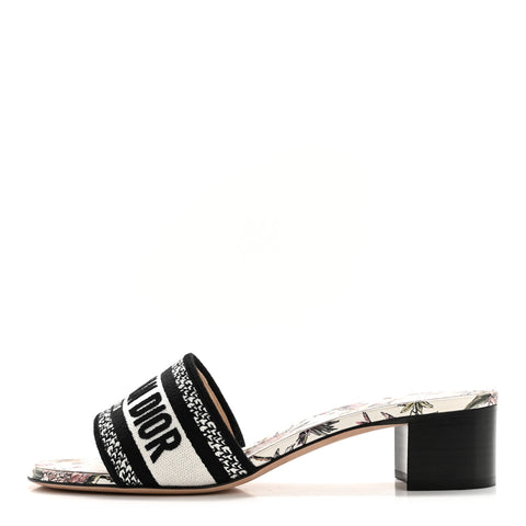 Canvas Jardin Botanique Embroidered Dway 40mm Slide Sandals 37 White Multicolor