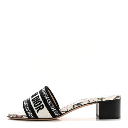 Christian Dior Canvas Jardin Botanique Embroidered Dway 40mm Slide Sandals 37 White Multicolor 1 of 9