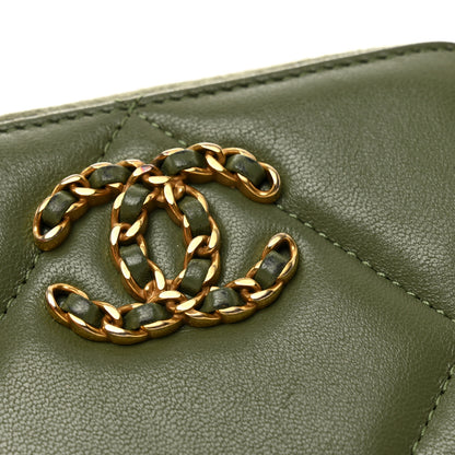 Chanel Lambskin Quilted 19 Zip Around Coin Purse Wallet Green 8 of 9