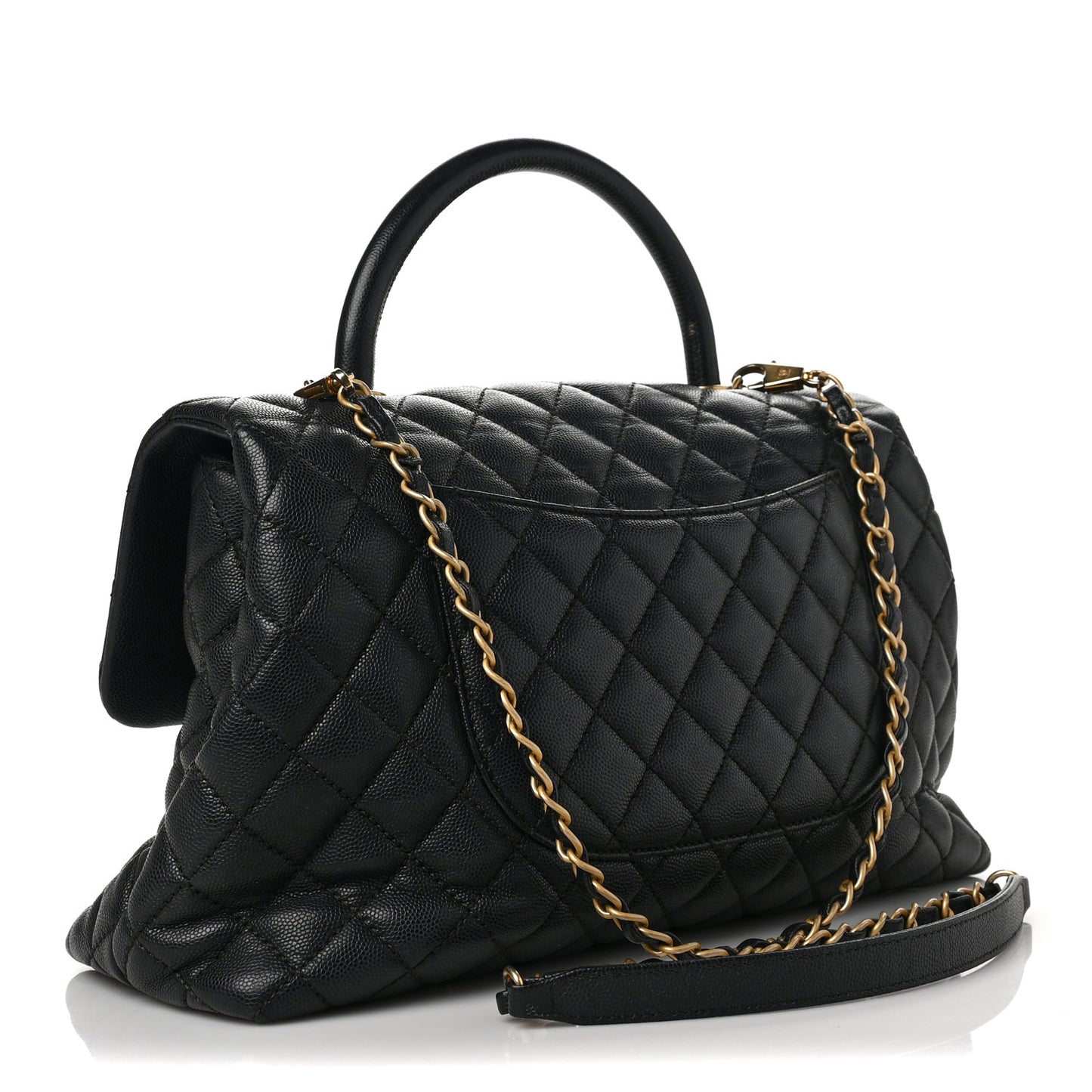 Caviar Quilted Medium Coco Handle Flap Black