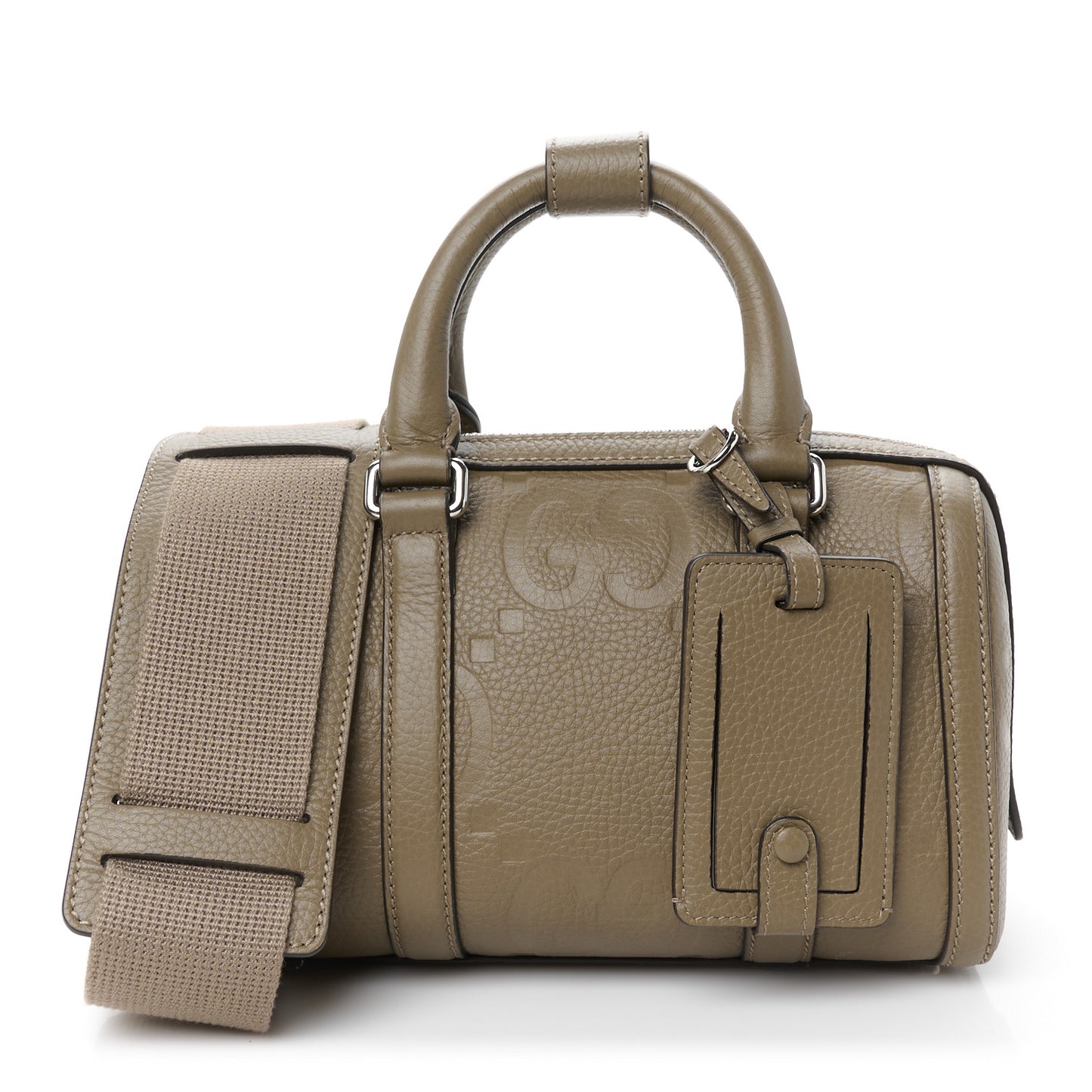 Piuma Calfskin Jumbo GG Embossed Mini Duffle Bag Good Taupe