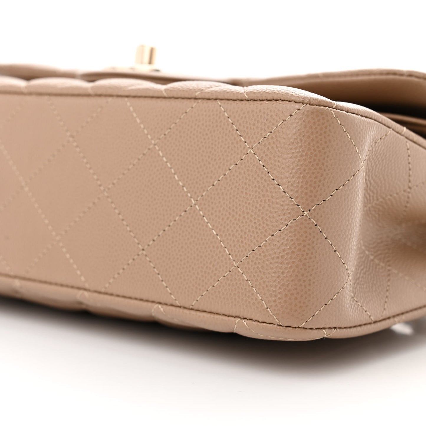 Caviar Quilted Small Double Flap Dark Beige