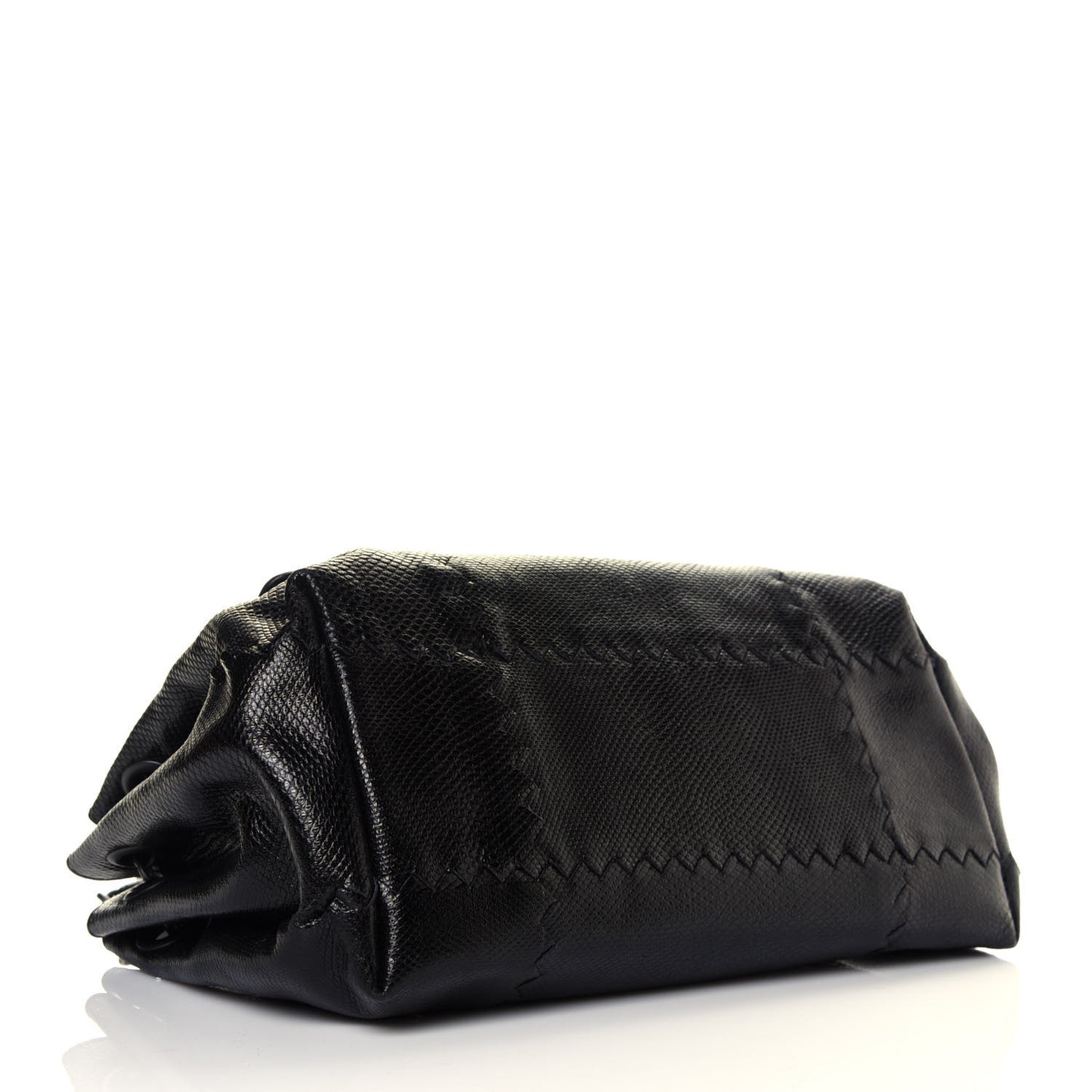 Vesuvio Karung Nappa Intrecciato Cravatteria Small Flap Shoulder Bag Black