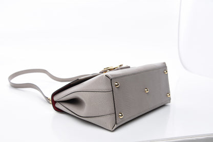 Dolce & Gabbana Iguana Calfskin Embossed Lucia Top Handle Bag Grey 4 of 12